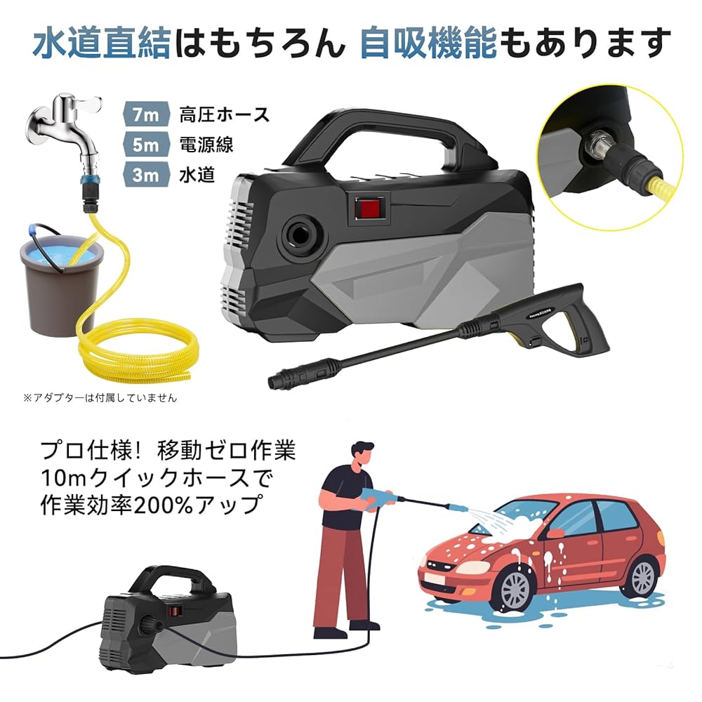 高圧洗浄機【A4用紙サイズ・超軽量2.85kg・2025年新登場】 Amazon | 高圧洗浄機【A4用紙サイズ・超軽量2.85kg・2025年新